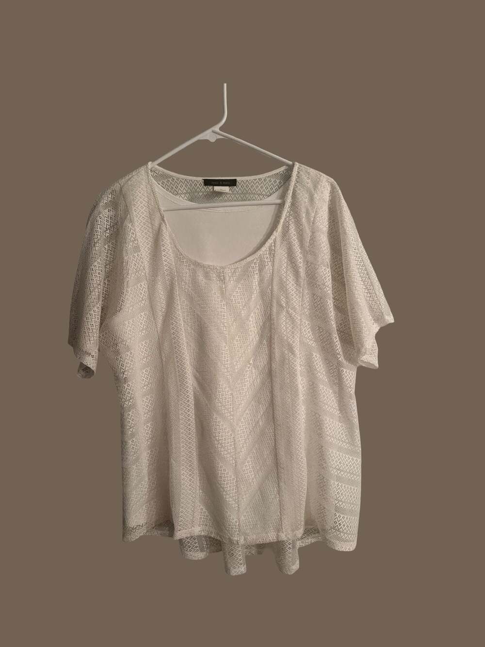 Jennie & Marlis White Knit Cover-Up Top, Size XL